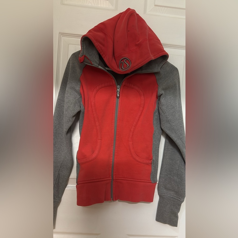 Lululemon Athletica Red and Gray Athletic Scuba Sweater